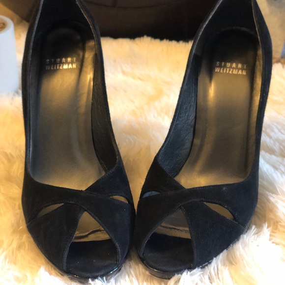 Stuart Weitzman Suede Open Toed Pumps - Picture 1 of 8